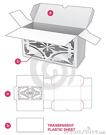 2 flips short box with stenciled and plastic sheet die cut template Vector Illustration