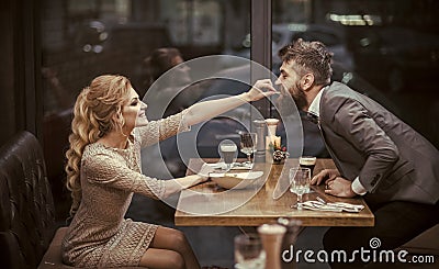 Flirt and seduction. flirt of couple in love. Stock Photo