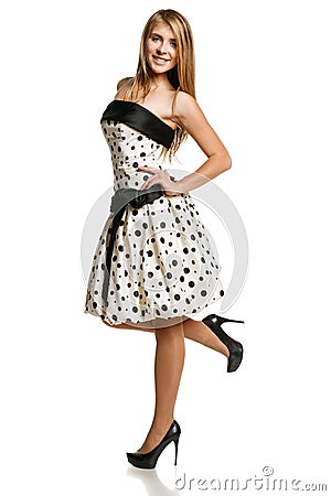 Flirty young girl in romantic dress Stock Photo