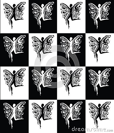 Flitting woman collection black and white Vector Illustration