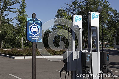 FLO electric vehicle EV charging station. FLO is a subsidiary of AddEnergie Editorial Stock Photo