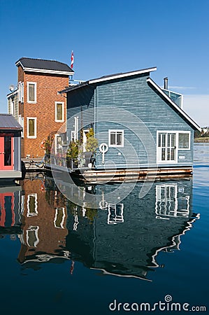 Float homes or marina village Stock Photo