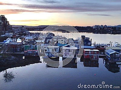 Float homes in Victoria Stock Photo