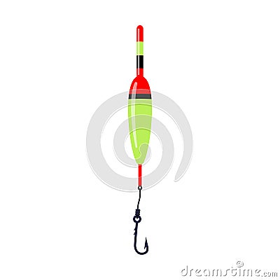Float and hook. Fishing float. Fishing hook. Colorful bobber float icon Vector Illustration