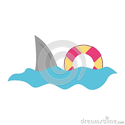 Float lifeguard with shark Vector Illustration