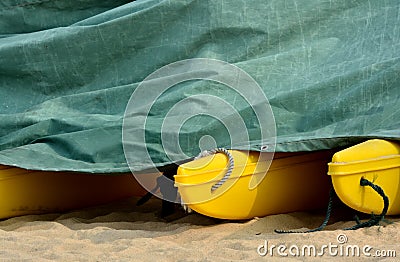 Floater of boat under cover Stock Photo