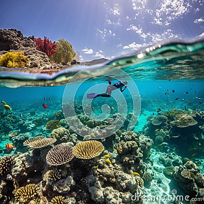 Floating Amongst the Fish: Snorkeling Serenity Stock Photo
