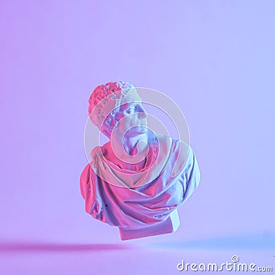 Floating antique style Grecian or Roman bust Stock Photo