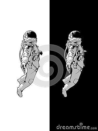 Floating Astronaut, Spaceman good with black background, shade design, Vector design Vector Illustration