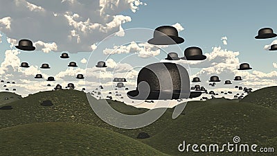 Floating Bowler Hats Stock Photo