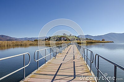 Prespes, Greece - Small Prespa Lake - Agios Achillios, Florina Stock Photo