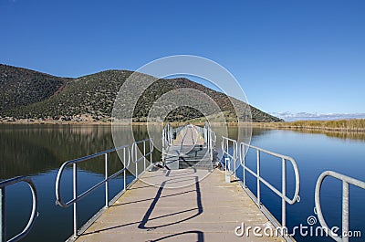 Prespes, Greece - Small Prespa Lake - Agios Achillios, Florina Stock Photo