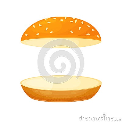 Floating bun with sesame Vector Illustration