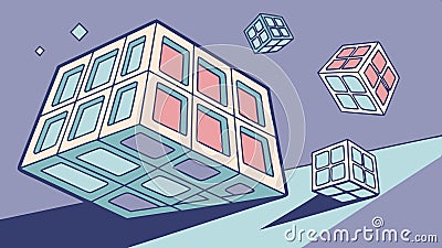 Floating cubes abstract, modern and geometric design vector design Generative AI Vector Illustration