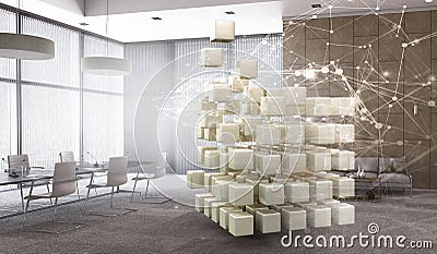 Floating cubes. Innovation and creativity concept Stock Photo