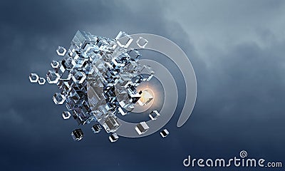 Floating cubes. Innovation and creativity concept Stock Photo