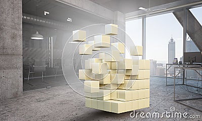 Floating cubes. Innovation and creativity concept Stock Photo