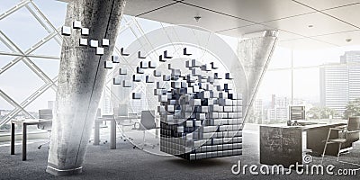 Floating cubes. Innovation and creativity concept Stock Photo