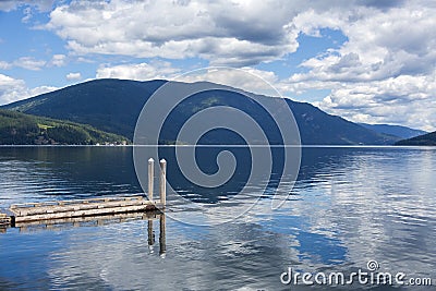 Floating dock in lake Shuswap Stock Photo