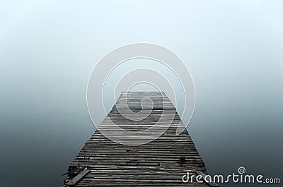 Floating dock in mist Stock Photo