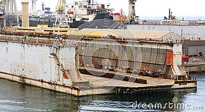 Floating docks in the port Stock Photo