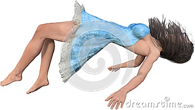 Floating, Falling Woman in Air, Isolated Stock Photo