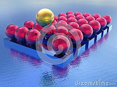 Floating golden sphere Stock Photo