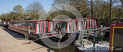 Floating holidays. Boats for rental on river Editorial Stock Photo