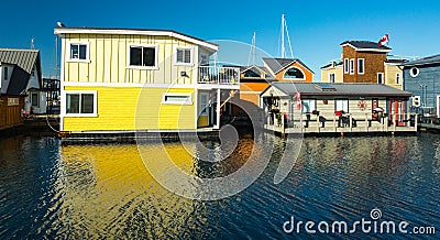 Floating Home Village Houseboats Fisherman`s Wharf Editorial Stock Photo
