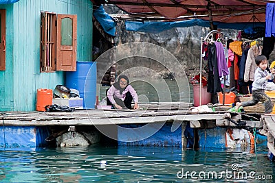 Floating house Editorial Stock Photo