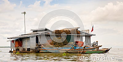 Floating house, Cambodia Stock Photo