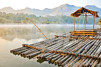 A floating house with a smog in the morning Stock Photo