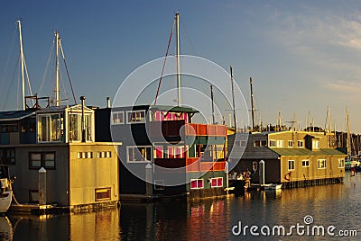 Floating houses Stock Photo