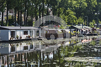 Floating houses against global warming Stock Photo