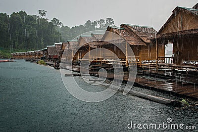 Floating houses at Chieou Laan lake Stock Photo