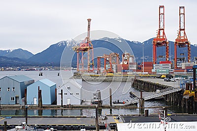 Floating houses in the Port of Vancouver Editorial Stock Photo