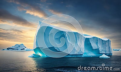 Floating ice floes in the Arctic Ocean. Beauty of the North Pole Stock Photo