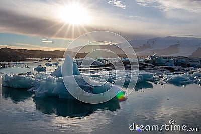 Floating ice from glacier Vatnajökull in Jokulsarlon, West Iceland. Stock Photo