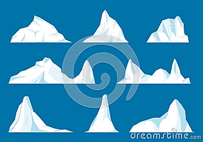 Floating iceberg set. Vector Illustration