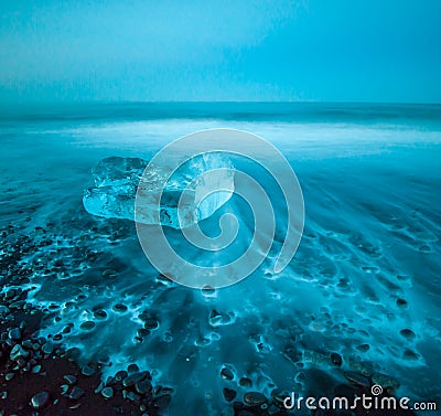 Floating icebergs in Jokulsarlon Glacier Lagoon, Iceland Stock Photo