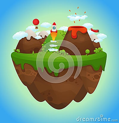 Floating island Vector Illustration