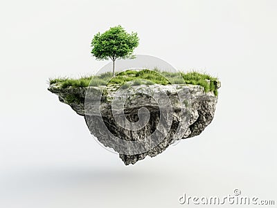 Floating Island with Lone Tree Stock Photo