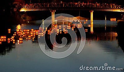Floating lamp at japanese festival Stock Photo