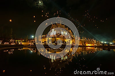 Floating Lantern Celebration in Ho kham luang Editorial Stock Photo