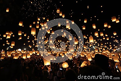 Floating lantern festival in Thailand Editorial Stock Photo