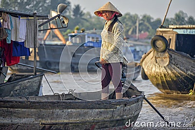 Floating market, Mekong Delta, Can Tho, Vietnam Editorial Stock Photo