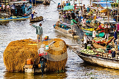 Floating market in Mekong River, Vietnam Editorial Stock Photo