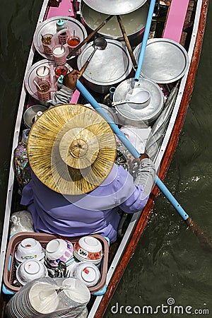 Floating Market woman makes food Editorial Stock Photo