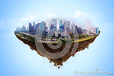 Floating metropolitan city on the sky Stock Photo