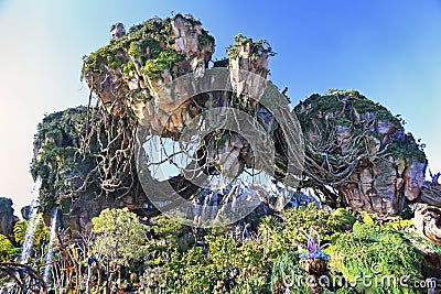 Floating Mountains in Pandora, Avatar Land, Animal Kingdom, Walt Disney World, Orlando, Florida Editorial Stock Photo